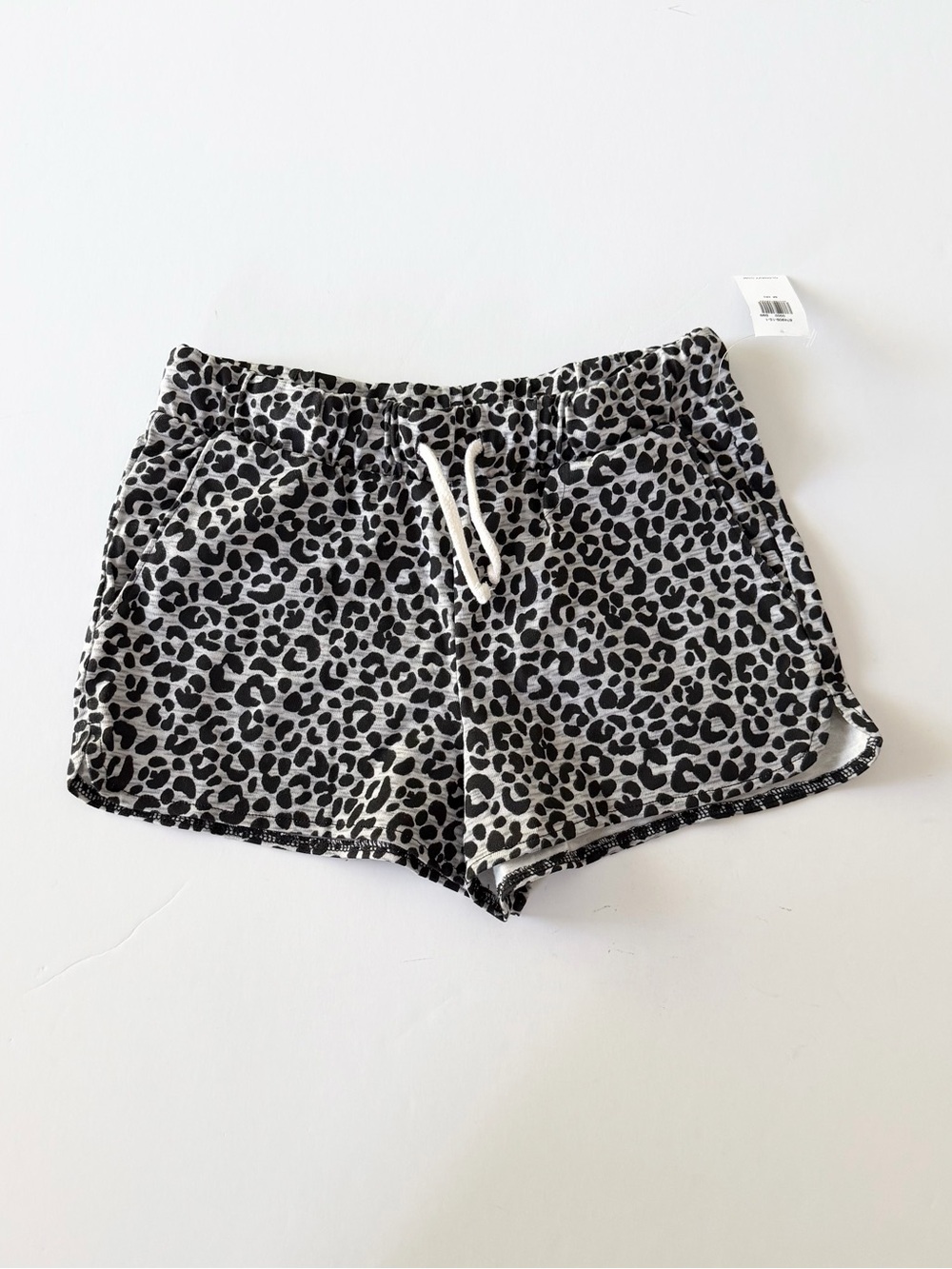 Leopard Print Drawstring Shorts Black & Gray